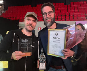 Pristagare Hampus Nilsson och Johan Leitet från Sourceful Energy.